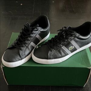 Lacoste Black and White Leather Sneakers